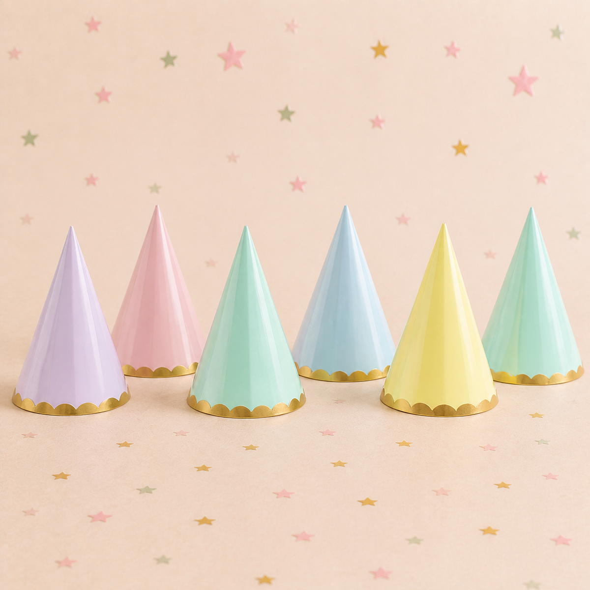Pastel Assorted Party Hats x 6 by Pickit Parties