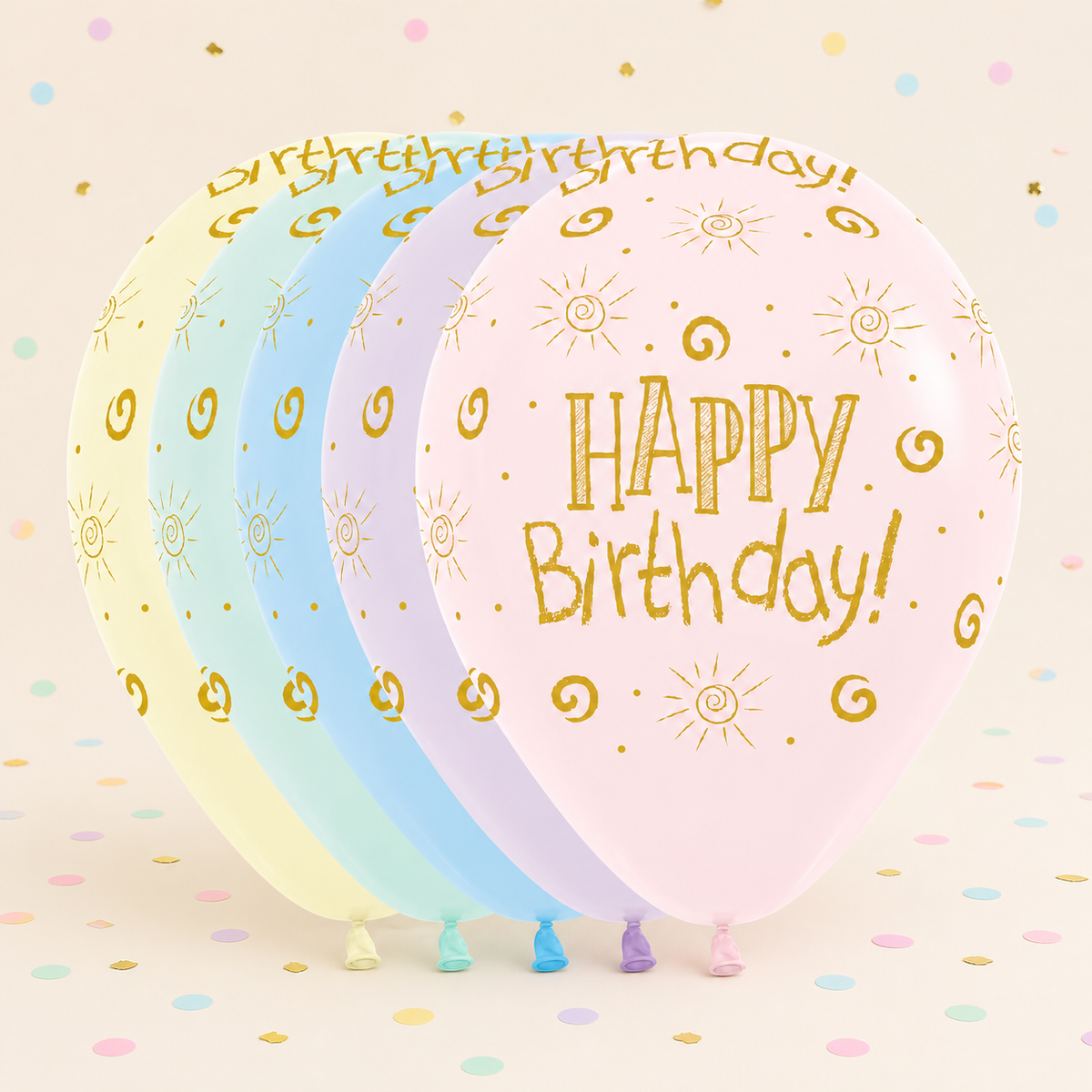Pastel Mix Balloons x 5 by Pickit Parties
