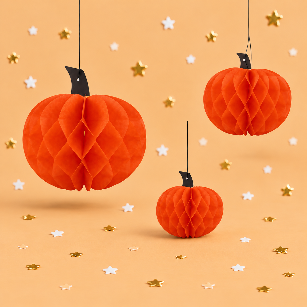 3 Hanging pumpkin Paper Decorations by Pickit Parties