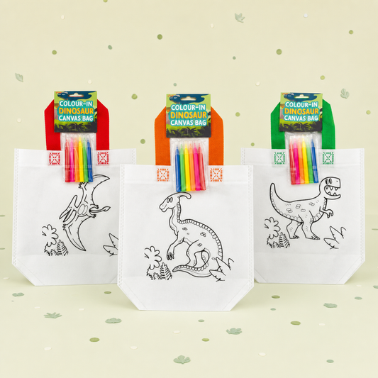 Dinosaur Colour In Canvas Bag by Pickit Parties