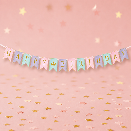 Magical Princess Birthday Pennant Paper Banner - 9ft by Pickit Parties