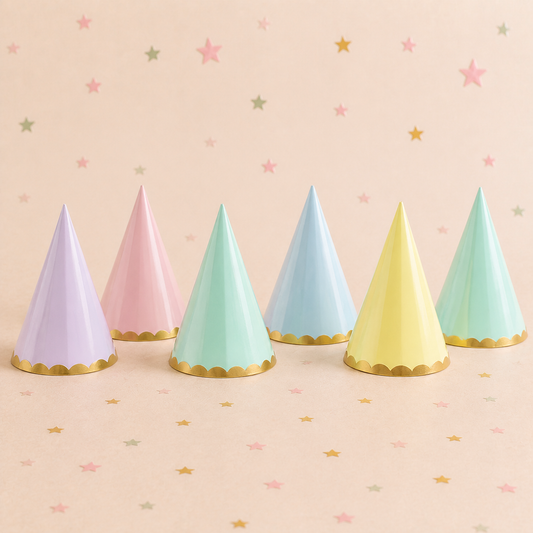 Pastel Assorted Party Hats x 6 by Pickit Parties