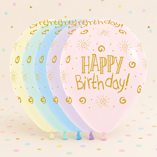 Pastel Mix Balloons x 5 by Pickit Parties
