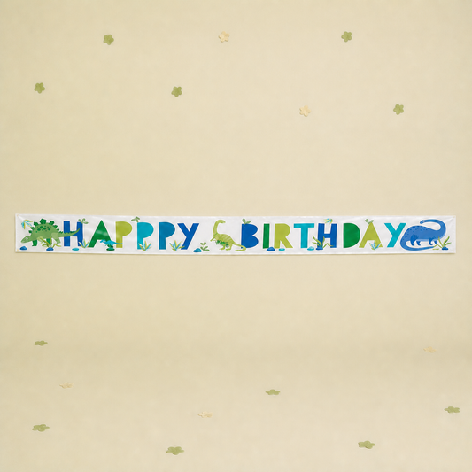 9ft Blue and Green Dino Happy Birthday Foil Banner by Pickit Parties