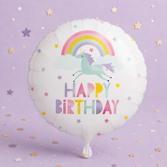 18" Rainbow & Unicorn Happy Birthday Foil Balloon by Pickit Parties