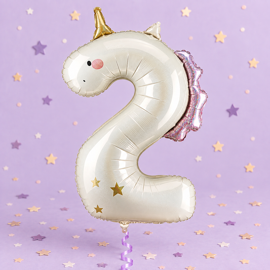 Unicorn Number 2 Foil Balloon 93 cm by Pickit Parties