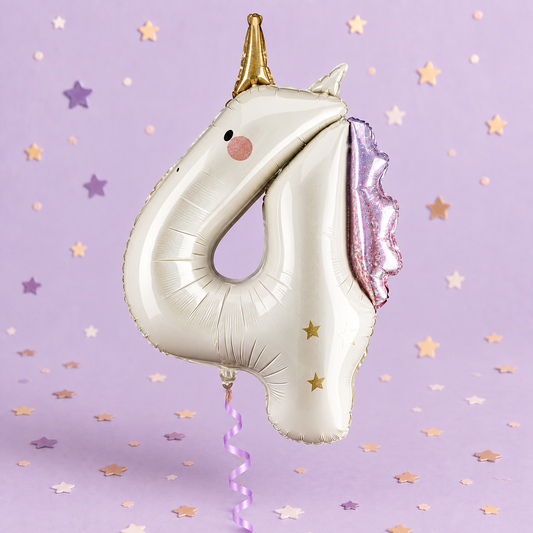Unicorn Number 4 Foil Balloon 93 cm by Pickit Parties