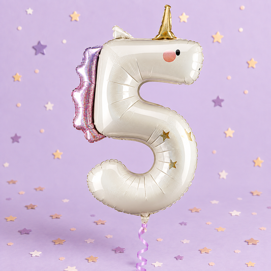 Unicorn Number 5 Foil Balloon 93 cm by Pickit Parties