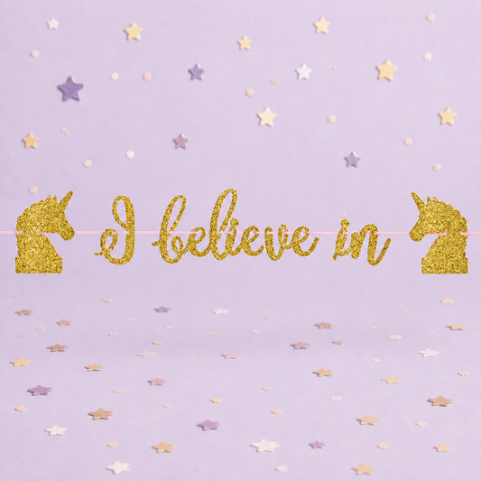 Magical Unicorn Script Glitter Banner - 3.65m by Pickit Parties